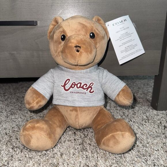 NWT 2023 Coach Fragrance Plush Brown Teddy Bear Logo T-Shirt Limited Edition - Picture 1 of 6